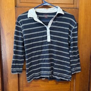 Northcrest Black and White Striped Long Sleeve Tee